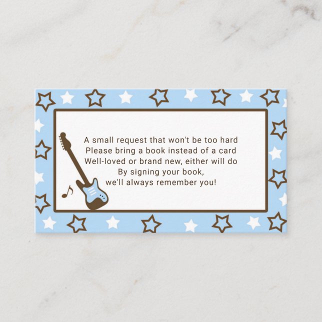 Cartão De Visita Pedido do livro do chá de fraldas de Rockstar - (Frente)