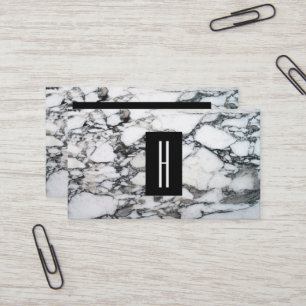 Cartão De Visita Pedra branca e preto moderno, Monograma 2