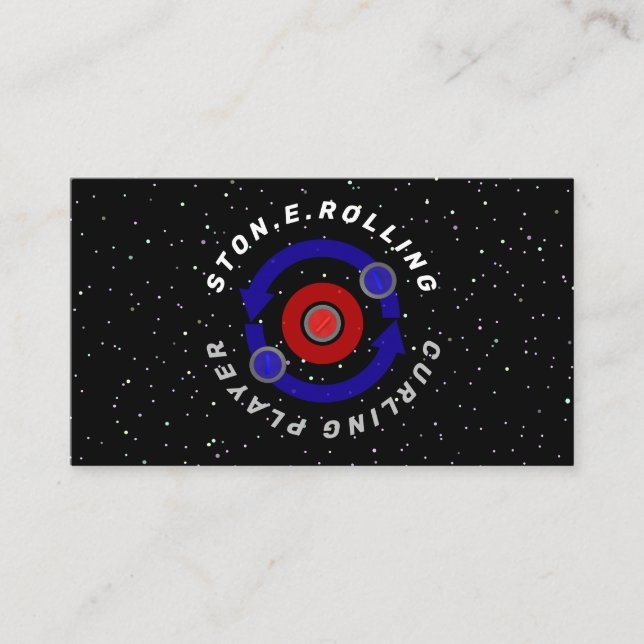 Cartão De Visita Pedra Curling rolando como a órbita da Terra (Frente)