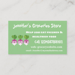 Cartão De Visita Pedra de desenho animada de verduras e legumes