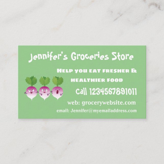 Cartão De Visita Pedra de desenho animada de verduras e legumes (Frente)