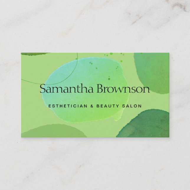 Cartão De Visita Pedra Geométrica Verde do Porco Neutro (Frente)