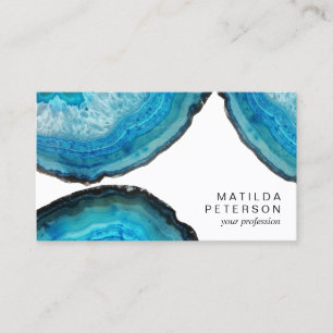 Cartão De Visita Pedra magnética de agate azul-na moda
