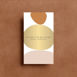 Cartão De Visita Pedras modernas de Abstrato Zen Logotipo Dourado Y