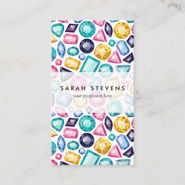 Cartão De Visita Pedras preciosas brilhantes femininos chiques do (Frente)