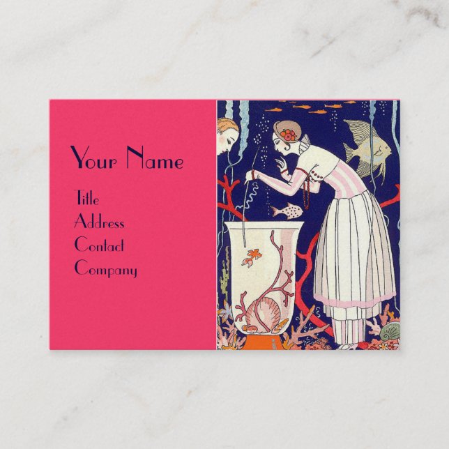 Cartão De Visita PEIXE BONITO, FASHION DE BELEZA DECO, azul-rosa (Frente)