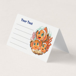 Cartão De Visita Peixe palhaço Desenho animado Fofo Família Subaquá