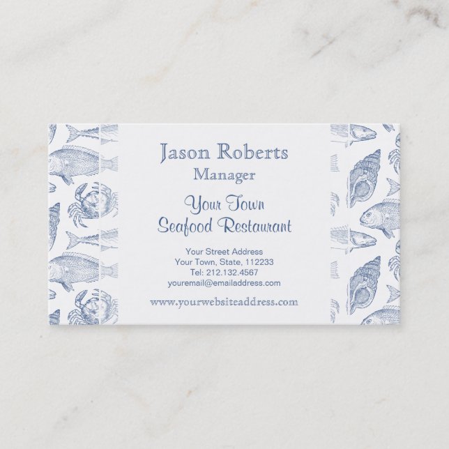 Cartão De Visita Peixes Caranguejos e Recursos Costeiros (Frente)