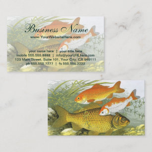 Cartão De Visita Peixes Koi Goldfish, Vida Marinha Aquática Antiga
