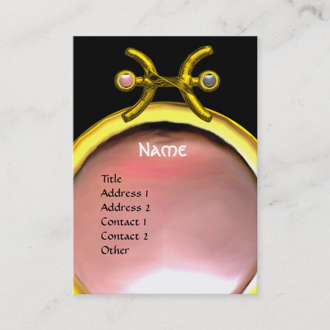 Cartão De Visita PEIXES MONOGRAM, cinzas cor-de-rosa amarela preta  (Frente)