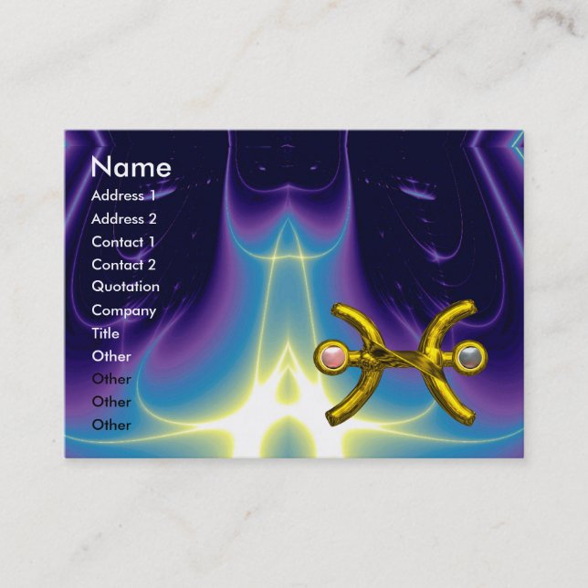 Cartão De Visita PEIXES, pérolas, azul brilhante, cor-de-rosa púrpu (Frente)