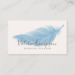 Cartão De Visita Pena de feiticeiro elegante azul pastel moderna
