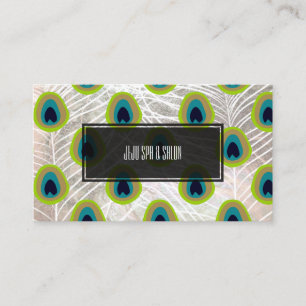 Cartão De Visita Pena de pavão PixDezines/prata falsa