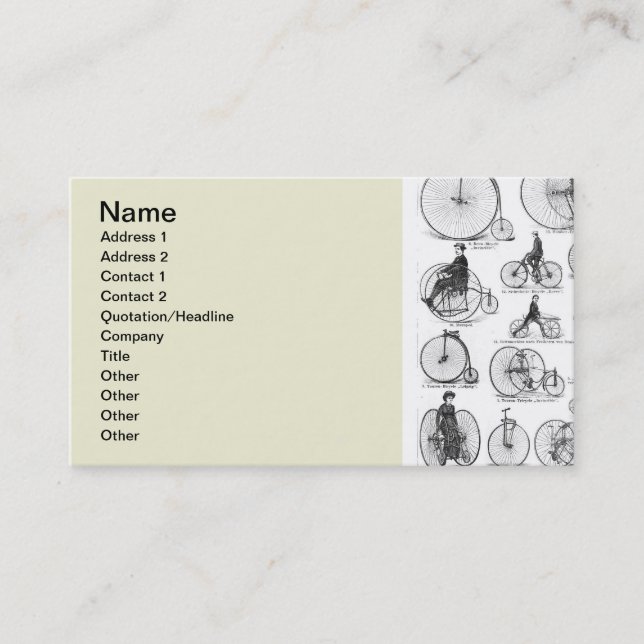 Cartão De Visita Penny Farthing de Bicicleta de Alta Roda (Frente)