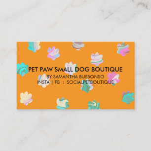 Cartão De Visita Pensionato para cães de patas laranja aquarela tos