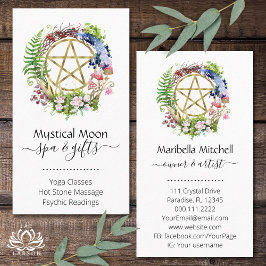 Cartão De Visita Pentáculo Nature Wreath Flowers Boho