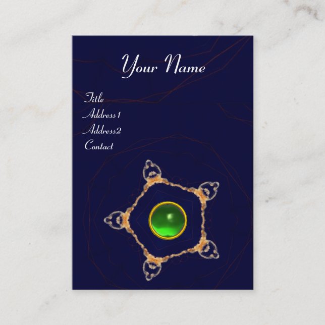 Cartão De Visita PENTAGON Monograma verde esmeralda, azul (Frente)