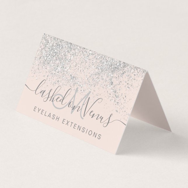 Cartão De Visita Penteados prateados cor-de-prata com brilho pastel (Frente)