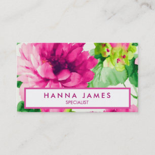 Cartão De Visita Peões de Aquarela Rosa Vintage Personalizados