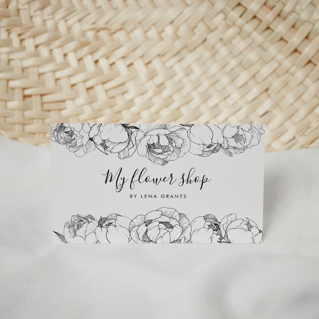 Cartão De Visita Pêonias legantes flores chic (Criador carregado)