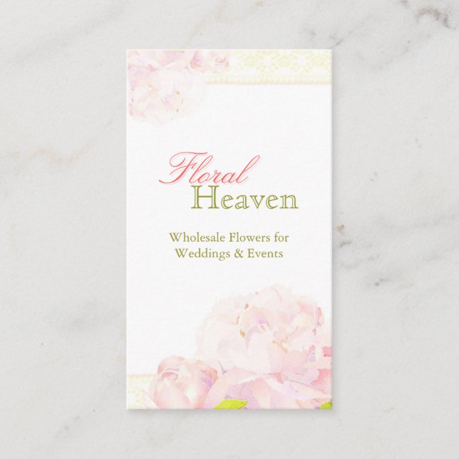 Cartão De Visita Peony + Florista Florestal de Casamento de Padrões (Frente)