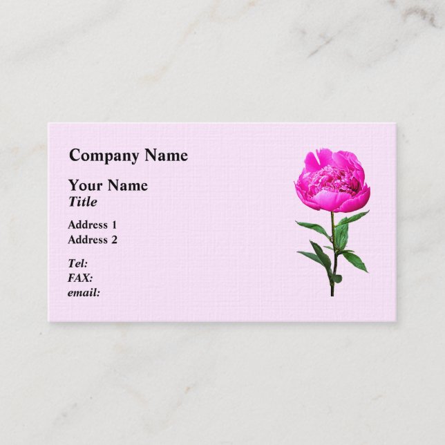 Cartão De Visita Peony Rosa Escuro (Frente)