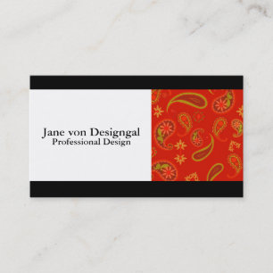 Cartão De Visita Pepper Red e Verde limão Paisley Patterno