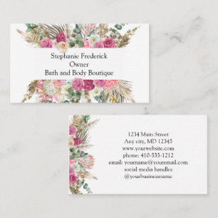Cartão De Visita Pequenas Empresas - Feminina Botânica Floral