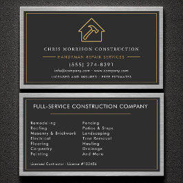 Cartão De Visita Pequeno ajudante de construção em metal preto dour