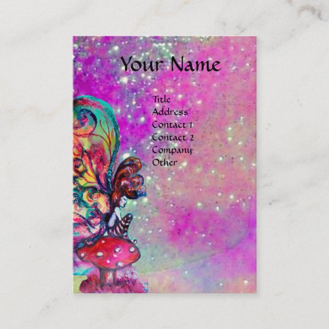 Cartão De Visita Pequeno Elfo de Cogumelos, Violeta, Roxo (Frente)