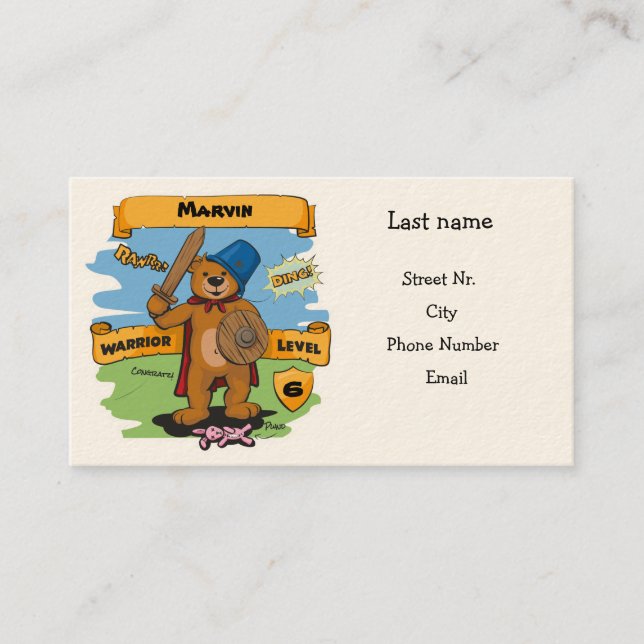 Cartão De Visita Pequeno Guerreiro (Frente)