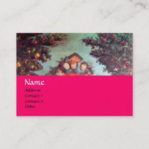 Cartão De Visita PEQUENOS ÂNGULOS MONOGRAMAS antigo azul vermelho