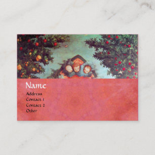 Cartão De Visita PEQUENOS ÂNGULOS MONOGRAMAS antigo cor-de-rosa azu