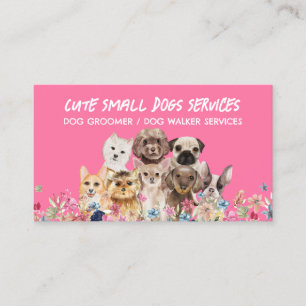 Cartão De Visita Pequenos Cães Rosa babá de animais boutique de emb
