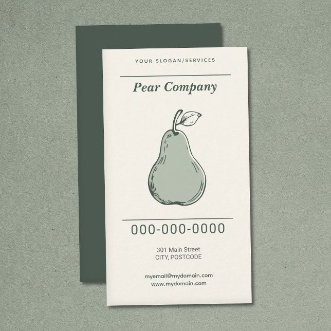Cartão De Visita Pêra Vertical Moderna (Modern Pear Vertical Business Card)