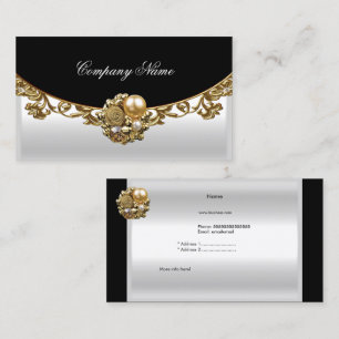 Cartão De Visita Perfil de Ouro Branco Elegante Boutique