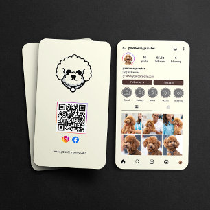Cartão De Visita Perfil do Instagram do Influenciador Canino Biege 