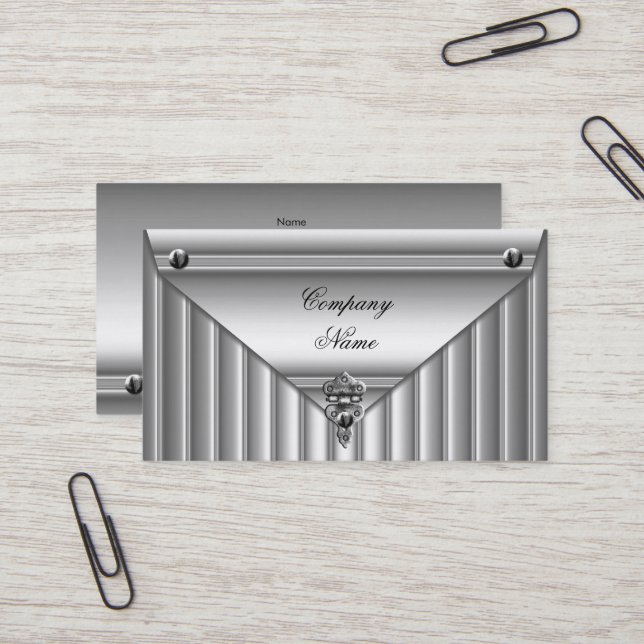 Cartão De Visita Perfil Elegante de Prata Branca de aparência metál (Frente/Verso In Situ)