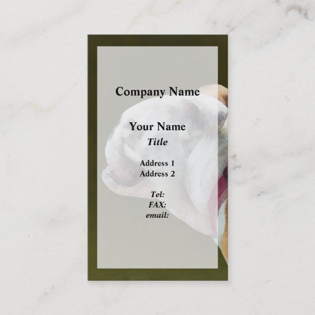 Cartão De Visita Perfil Inglês do Bulldog (Frente)