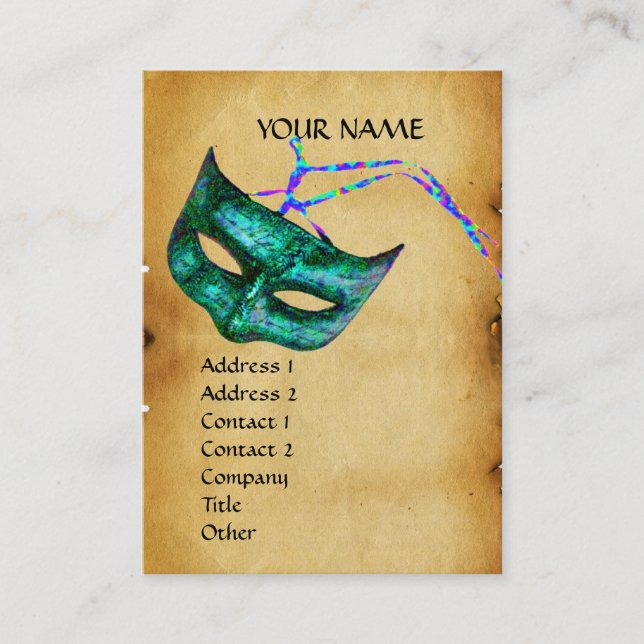 Cartão De Visita pergaminho mascarada PARTY1 (Frente)
