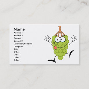 Cartão De Visita personagem de desenho animado de uvas verdes engra