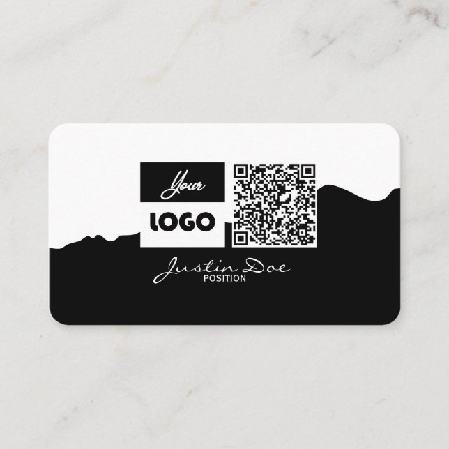 Cartão De Visita Personal business card with QR code Black & White (Frente)