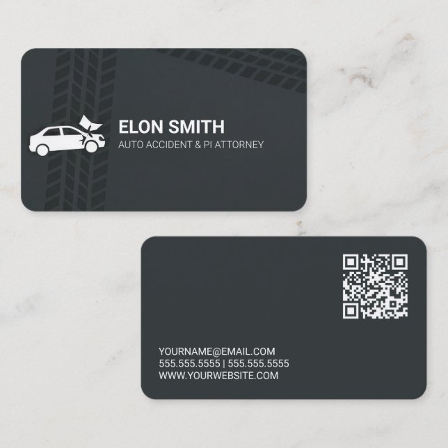 Cartão De Visita Personal Injury Attorney QR (Frente/Verso)