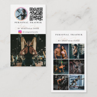 Cartão De Visita Personal Trainer Photo Feed Social Media QR Code