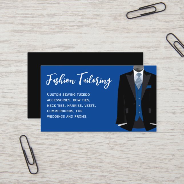 Cartão De Visita Personalização de Tuxedo Preto e Azul (Frente/Verso In Situ)