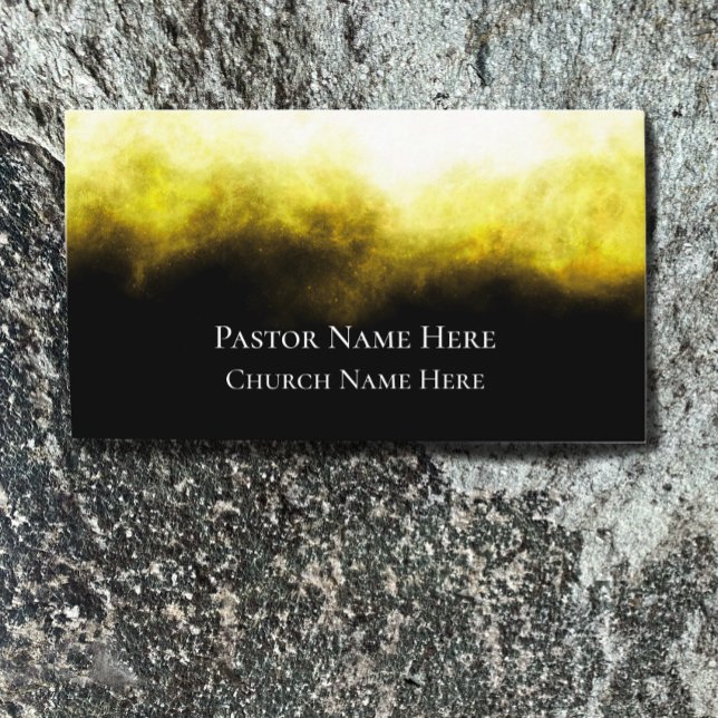 Cartão De Visita Personalizado da Igreja Cristã de Texto Personaliz (Unique golden light nebula business card. Customize with contacts and custom text on back.)