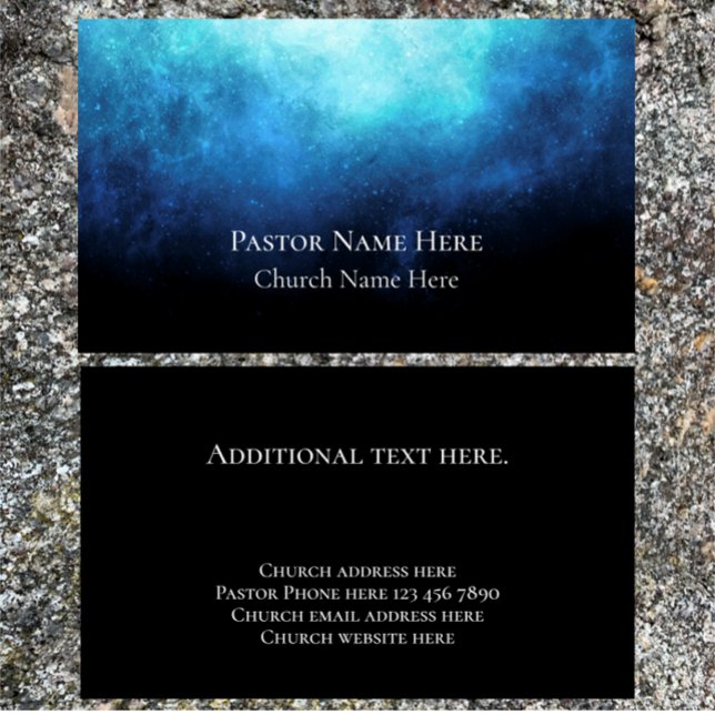 Cartão De Visita Personalizado da Igreja Cristã de Texto Personaliz (Easily personalize this unique modern nebula business card for Pastor, minister or church.
)