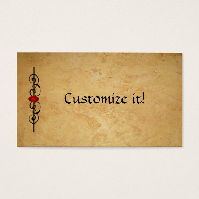 Cartão de visita PERSONALIZADO de couro e rubi (Frente)