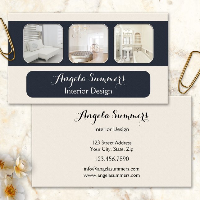 Cartão de Visita Personalizado de Design de Interi (Criador carregado)