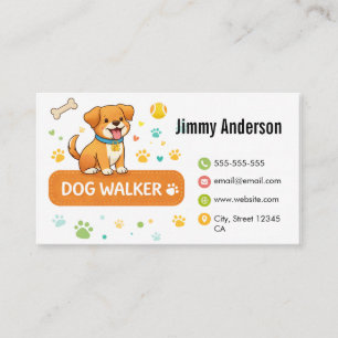 Cartão de Visita Personalizado de Passeador de Cãe